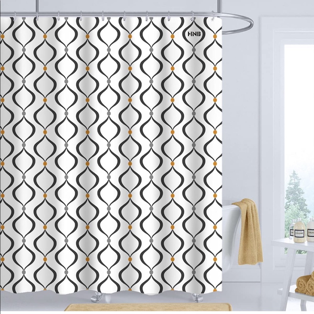 HNB Geometric Decorative Shower Curtain .